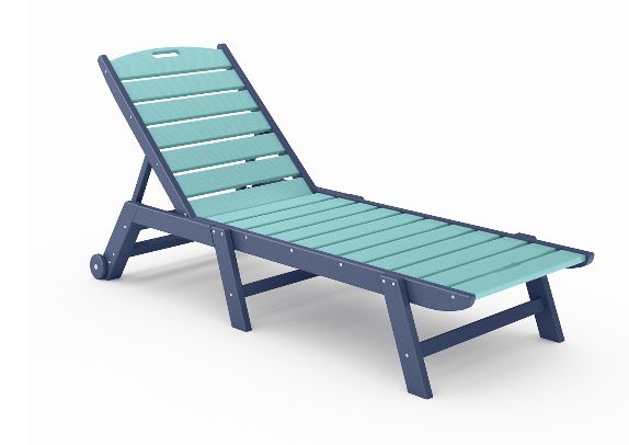 SCAL002-PA-GU Flat Armless Chaise Lounge in Patriot and Gulf Shores