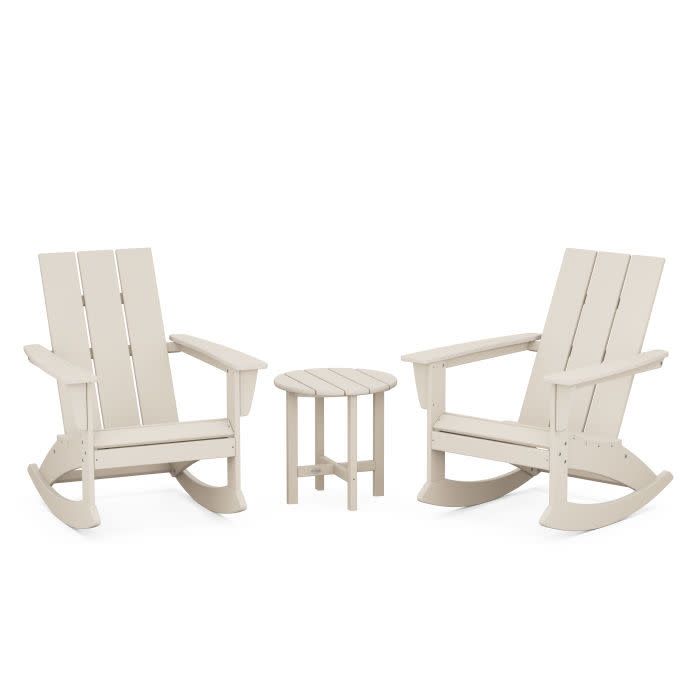 PWS500-1SA  Modern 3 Piece Adirondack Rocking Chair Set in Sand