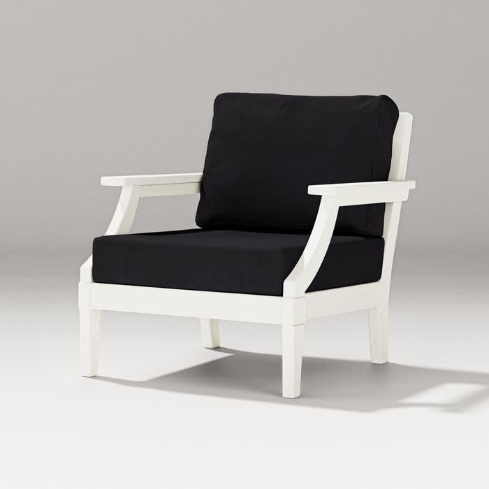 PWD4231-VWH-154349 Estate Lounge Chair in Vintage White w/ Midnight Linen Cushion