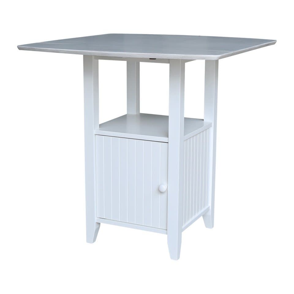 T128-3638DPG Chalk &amp; White Drop Leaf Pub Table