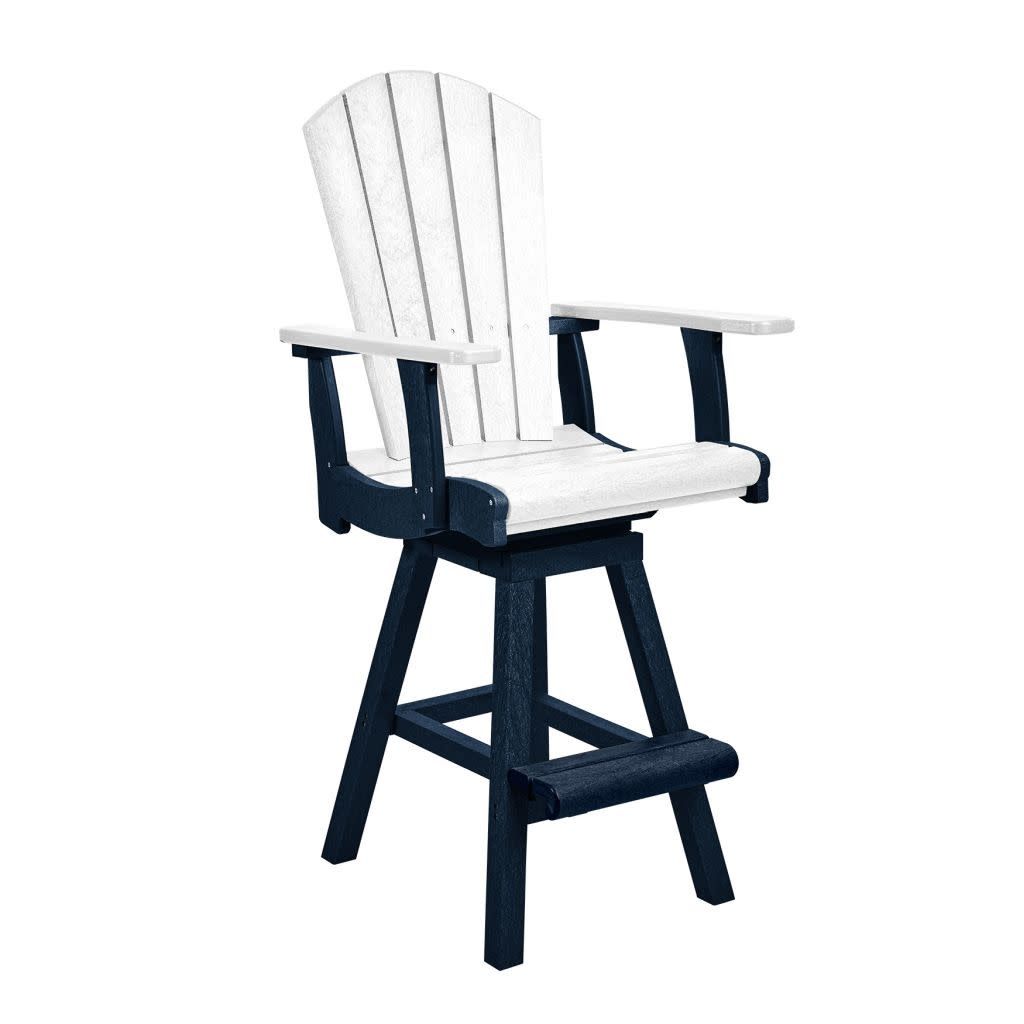 C25-20-02 Swivel Pub Arm Chair in White/Navy