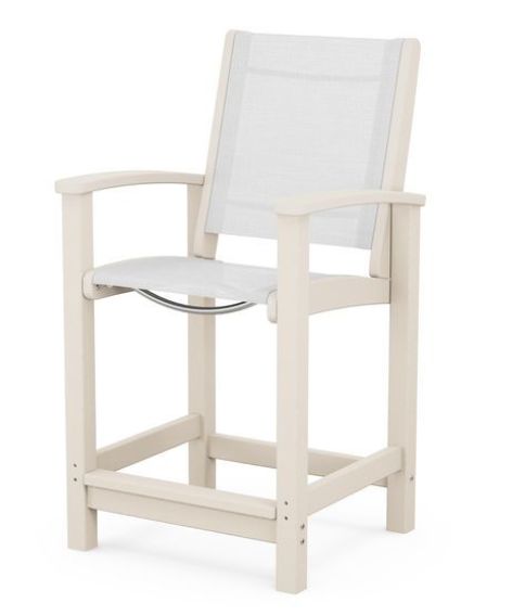 9011-SA901 Coastal Counter Chair Sand Frame/ White Sling