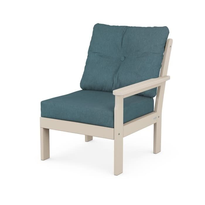 GN2301RAFSA Vineyard Modular Right Arm Chair in Sand/Ocean Teal
