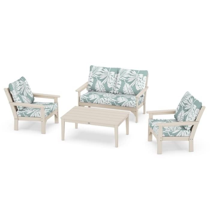 PWS405-2-SA Vineyard 4-Piece Deep Seating Set Sand / Leaf Glacier Spa Cushions