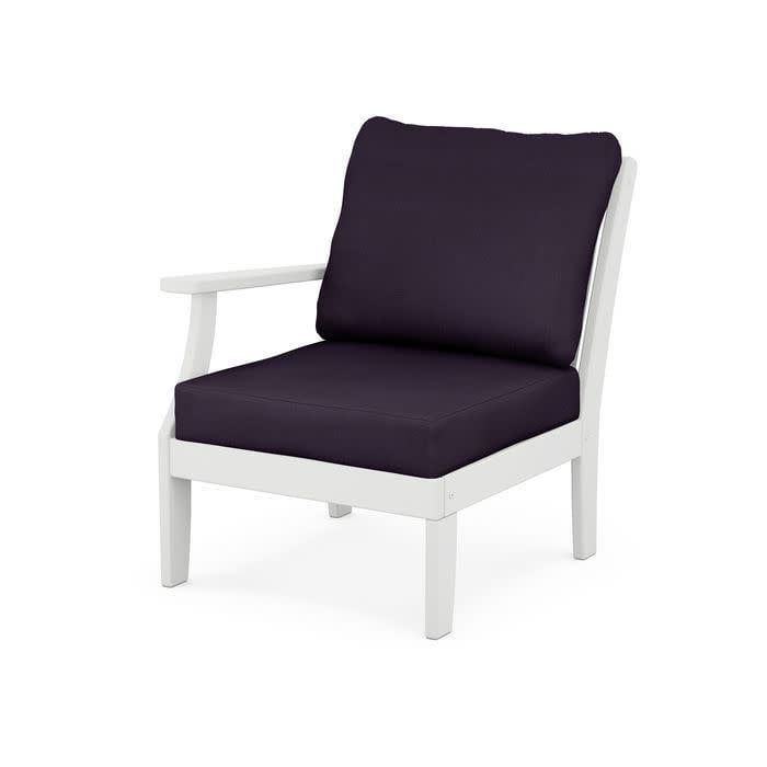 4501LAFWH Braxton Modular Left Arm Chair White/Navy Linen 164488