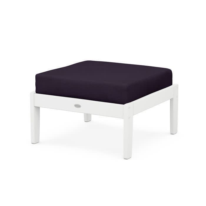 4500WH Braxton Deep Seating Ottoman White/ Navy Linen 164488