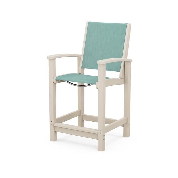 9011-SA920 Coastal Counter Chair Sand / Aquamarine Sling