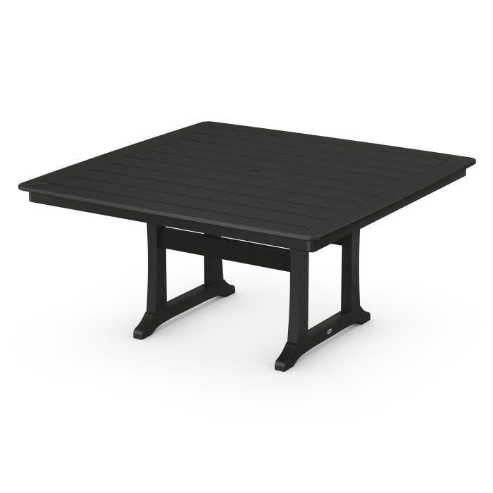 PL85-T2L1BL Nautical Trestle 59&quot; Dining Table Black