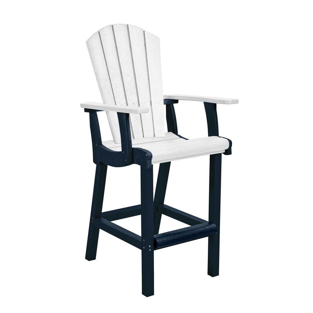 C28-20-02 Classic Pub Arm Chair in White/Navy