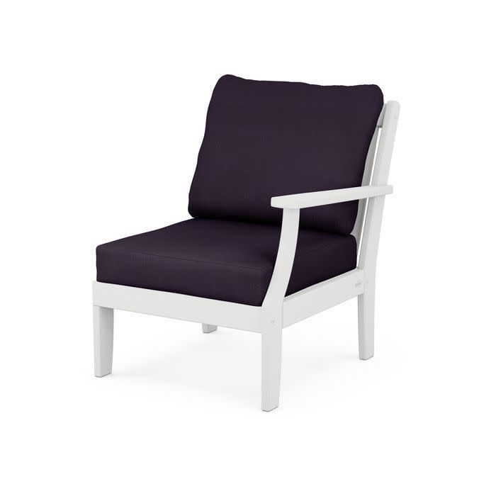 4501RAFWH Braxton Modular Right Arm Chair White/Navy Linen 164488