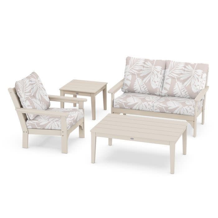 PWS352-2SA Vineyard 4-Piece Deep Seating Set in Sand w/ Leaf Dune Burlap 124