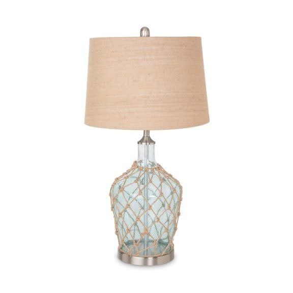 LUX-1513-CLEAR/BLUE 28&quot; Bubble Glass Coastal Table Lamp