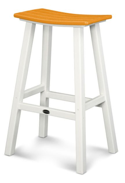 2012-FWHTA Contempo 30&quot; Saddle Bar Stool White/Tangerine