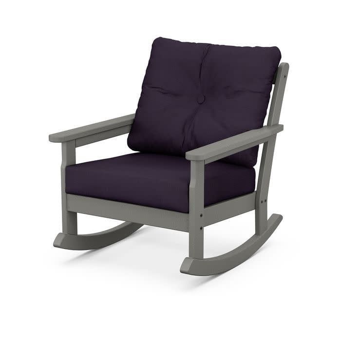 GNR23GY-164488 Vineyard Deep Seating Rocking Chair Grey / Navy Linen