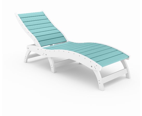 SCCL001-DE-GU Curved Chaise in Destin White and Gulf Shores Teal