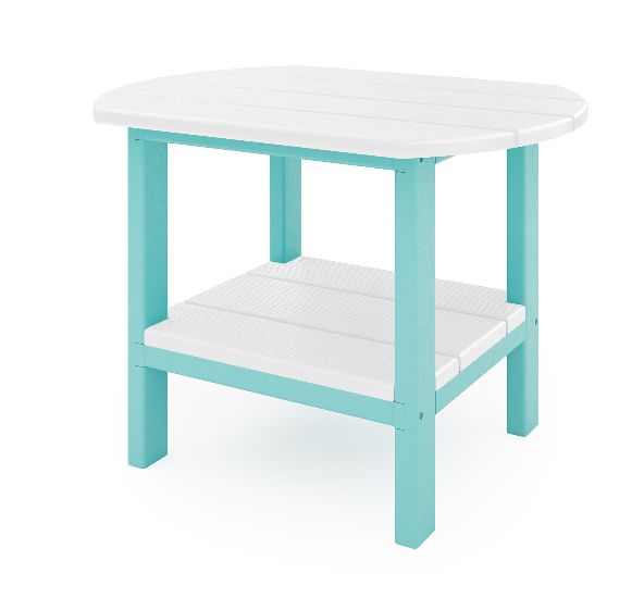S2ST002-GU-DE 25&quot; Oval Side Table in Gulf Shores Teal / Destin White Top
