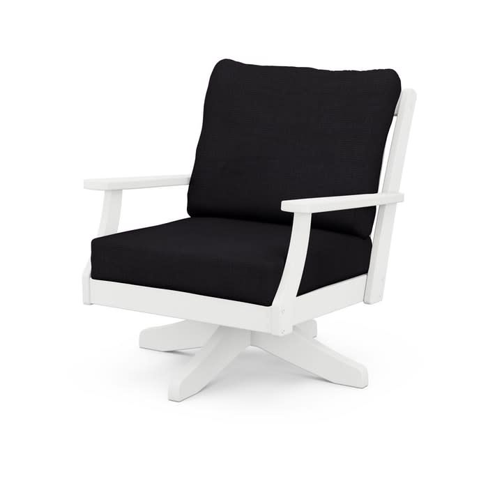 4501SVWH Braxton Deep Seating Swivel Chair White/ Navy Linen 164488