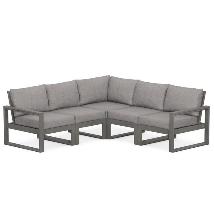 PWS522-2-GY145980 EDGE 5-Piece Modular Deep Seating Set in Grey w/ Grey Mist