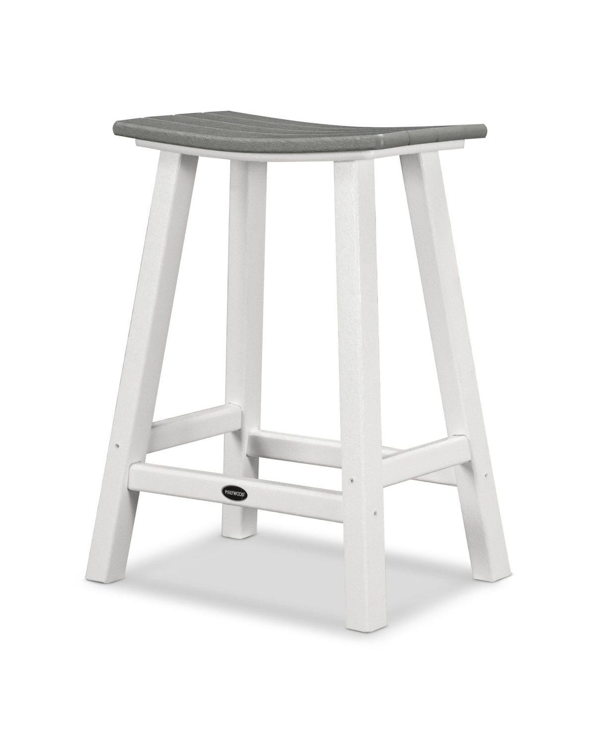 2011-FWHGY Contempo 24&quot; Saddle Counter Stool White Frame / Slate Grey