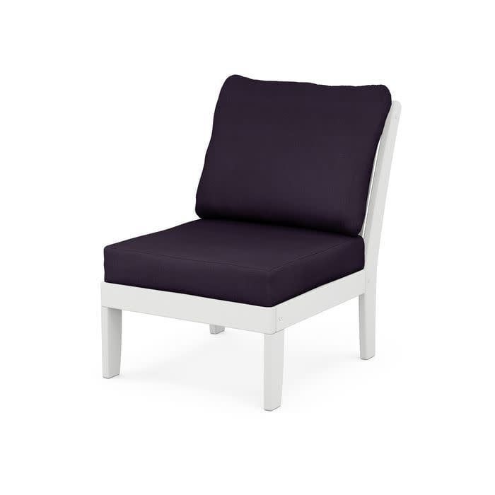 4501CWH Braxton Modular Armless Chair White/ Navy Linen 164488