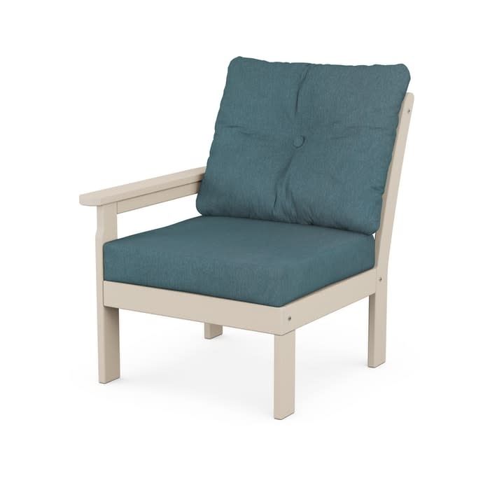 GN2301LAFSA Vineyard Modular Left Arm Chair in Sand/Ocean Teal