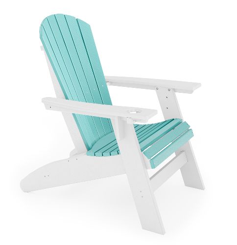 SCA002-2DS St. Simons Curved Back Adirondack Chair (w/o cup holder) in Destin White/Gulf Shores Teal