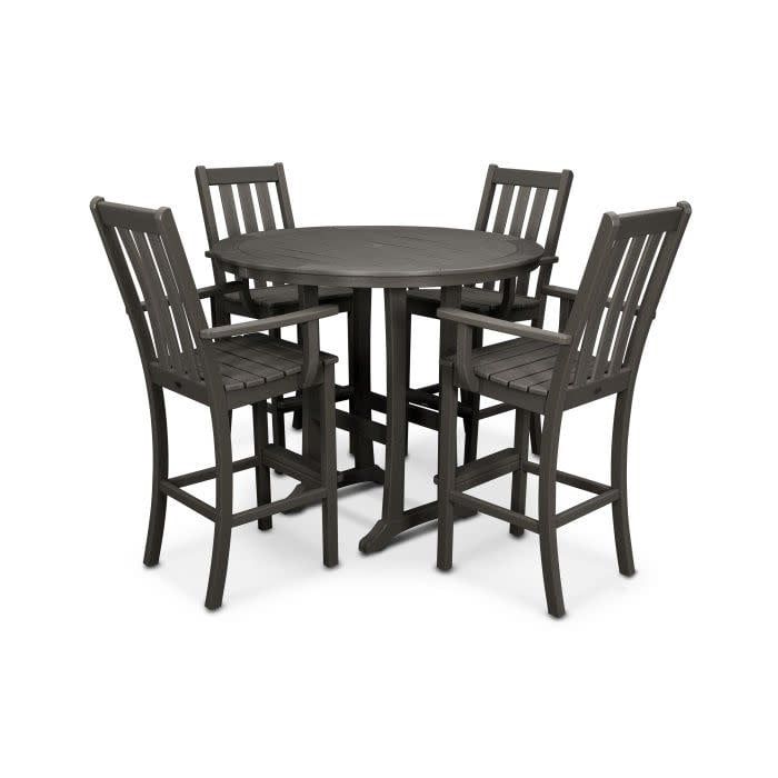 PWS403-1-V-VC Vineyard 5-Piece Round Bar Set in Vintage Finish Coffee