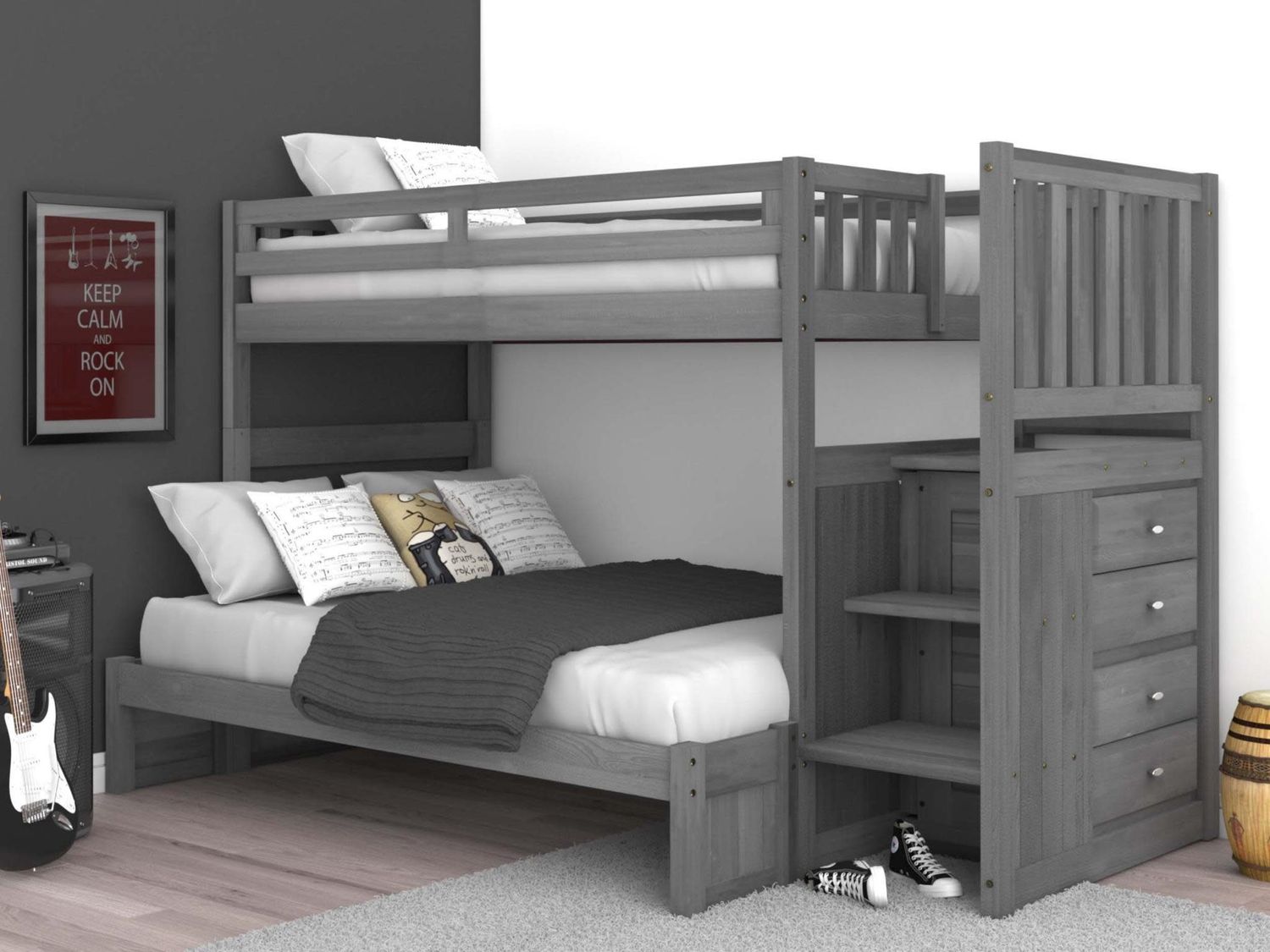 3217-T/F Twin/Full Stairbed Charcoal