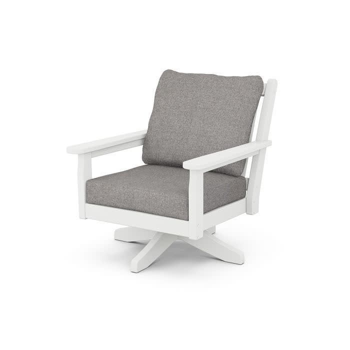 4721SVWH Chippendale Deep Seating Swivel Chair White / Grey Mist Cushions