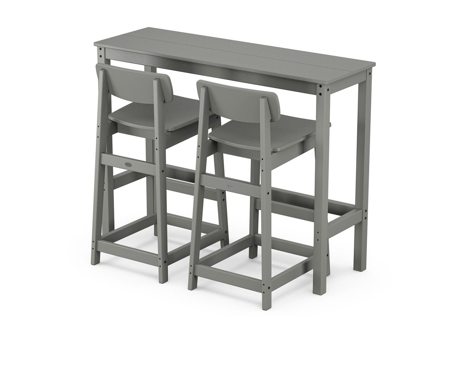 PWS2592-1-GY Modern Studio Urban Lowback Bar Chair 3-Piece Balcony Set in Slate Grey