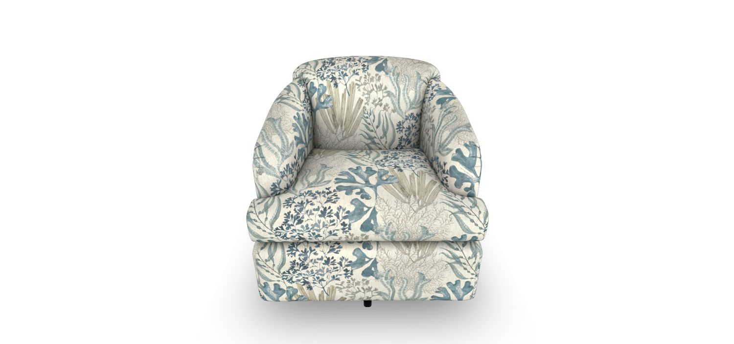 2568-1  Swivel chair w/ Ocean fabric 29422