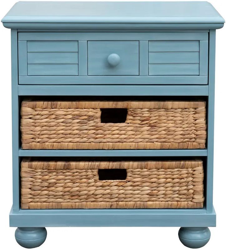 1737-0156  Beachfront  Blue Nightstand w/ Baskets