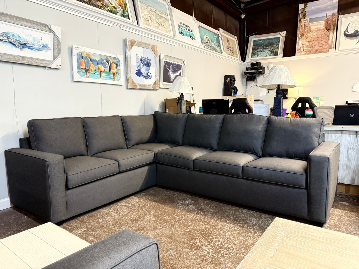 SP30542-57/SP30542-38 Bentley Cast Charcoal Right Arm Sleeper/Left Arm Sofa Sectional