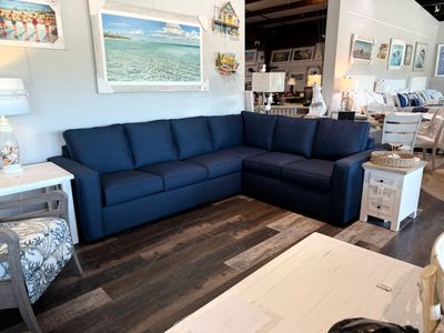 SP30542-56/SP30542-39 Bentley Sunbrella Spectrum Indigo Left Arm Sleeper/Right Arm Sofa Sectional
