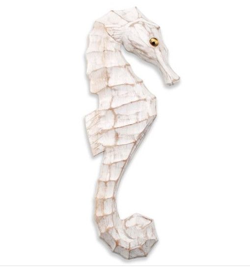 CW114 Carved Seahorse Right White