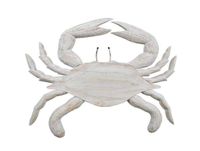 C241 Antique Nautical Crab White (medium)