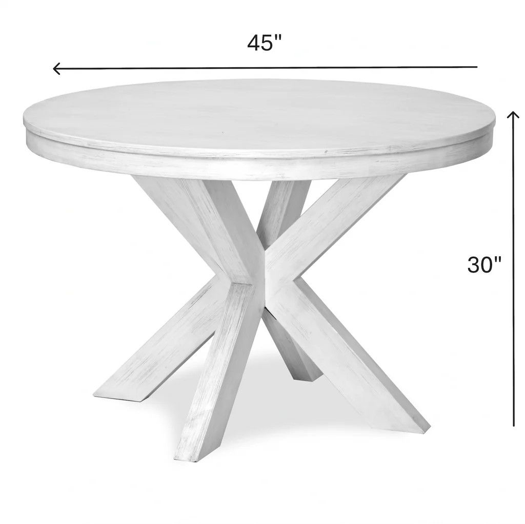 D27786 - WW   Surfside 45&quot; Round Dining Table White Wash Finish