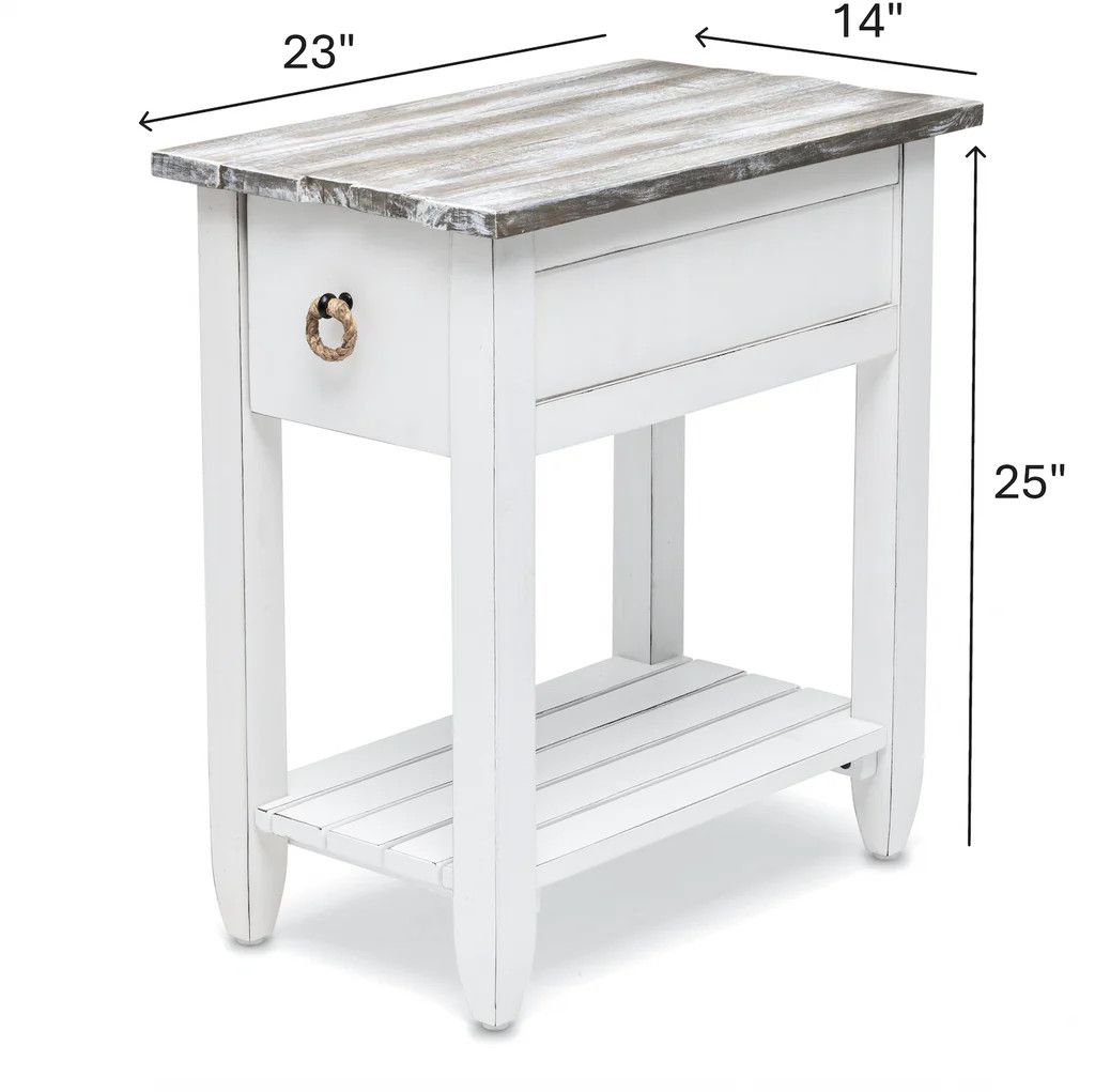 B78205-Grey Picket Fence Chairside Table