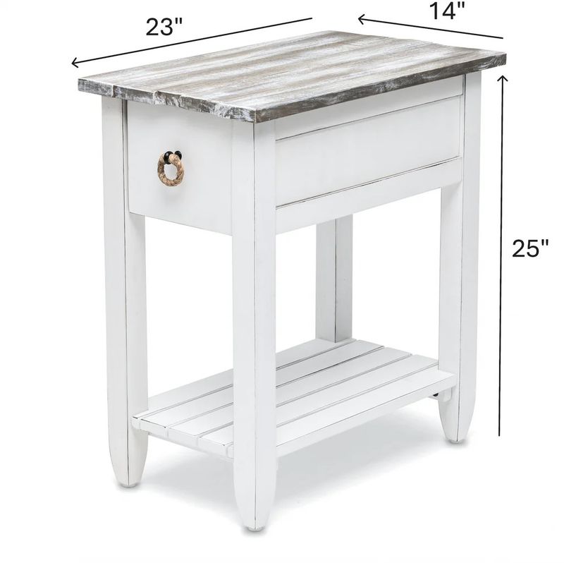 B78205-Grey Picket Fence Chairside Table