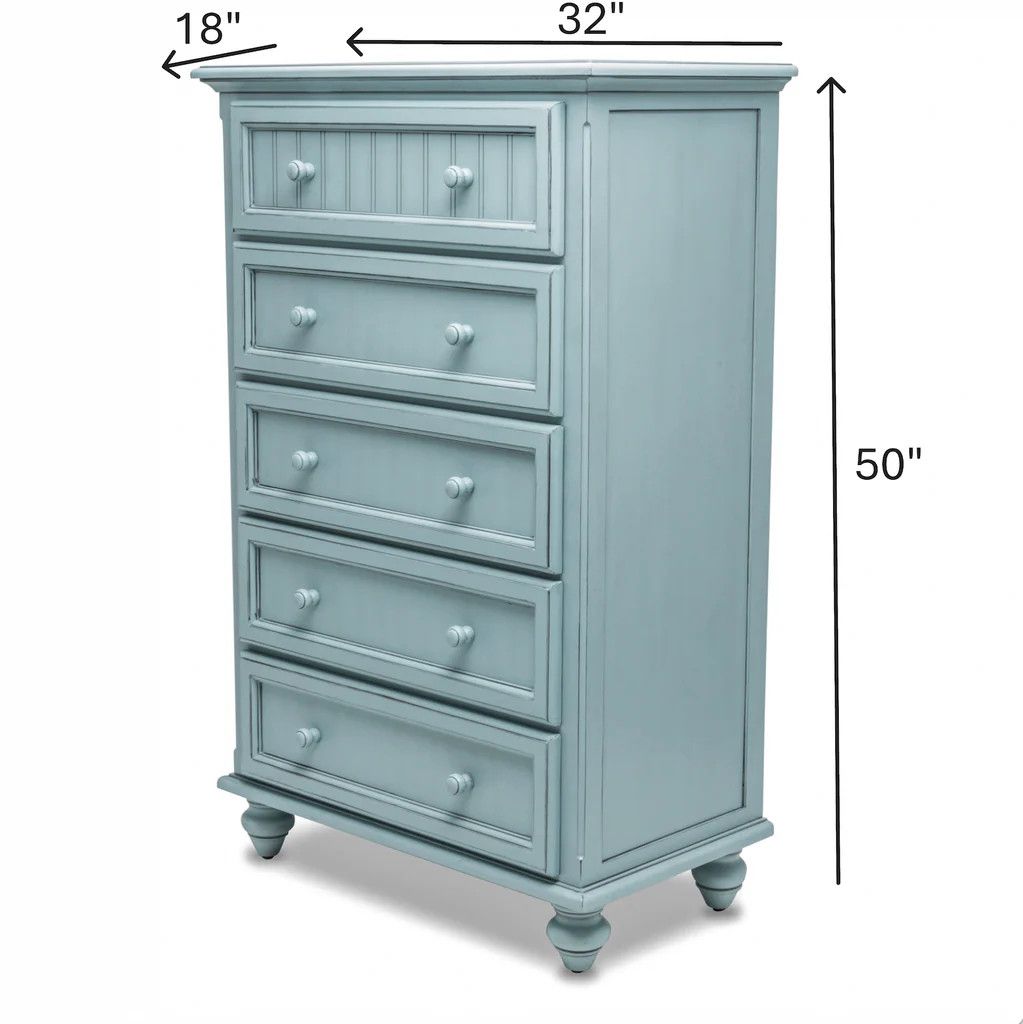B81835 Monaco 5 Drawer Chest Bleu