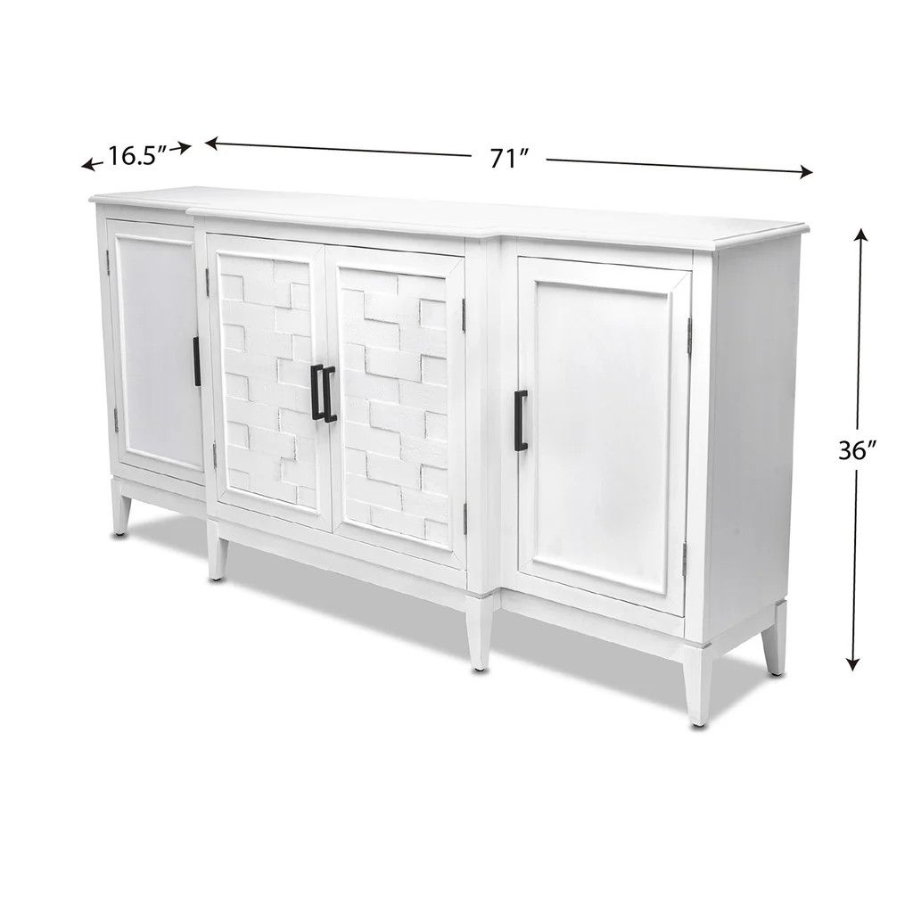 B25515-WW  Siesta Key 4 Door Credenza White Wash Finish