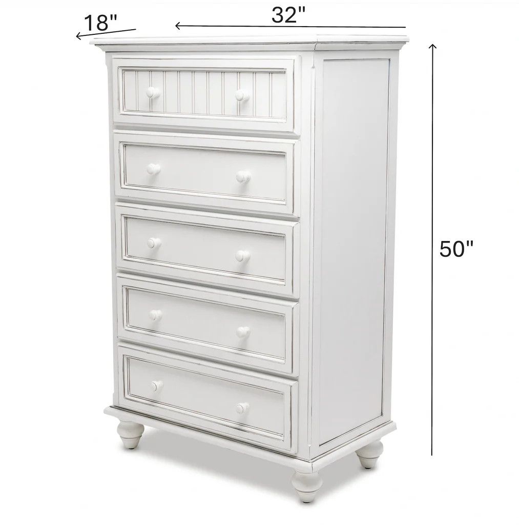 B81835 Monaco 5 Drawer Chest Blanc