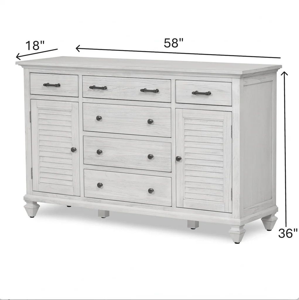 B27736-WW   Surfside 6 Drawer Dresser - Weathered White