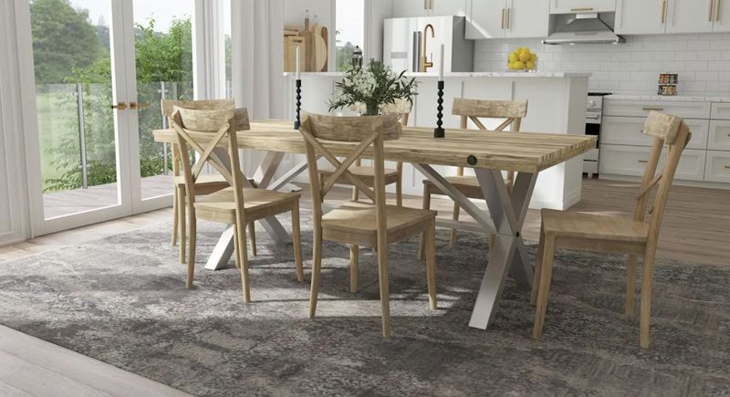 D680-31 Callista Rectangular Dining Table Beach/Natural Metal 40&quot; x 80&quot;