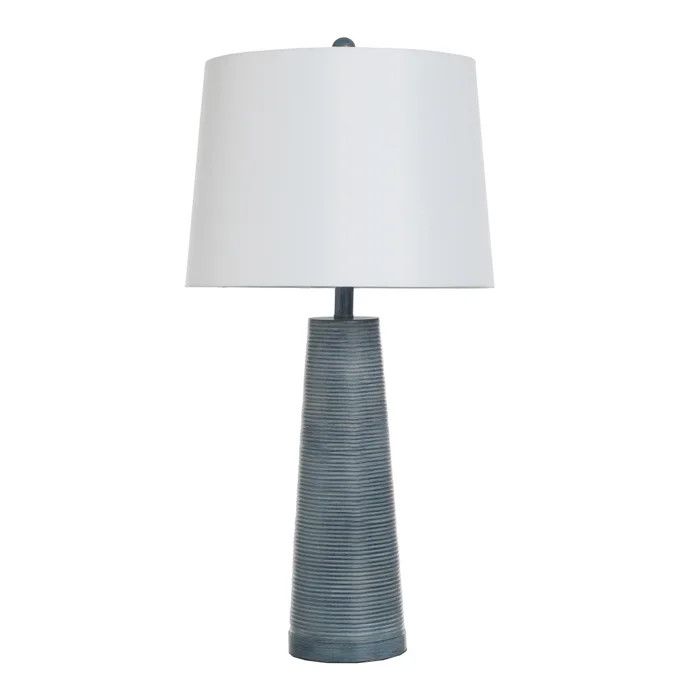 L333329 DENIM WASHED CONE | Ribbed Table Lamp Base Design | Polyresin