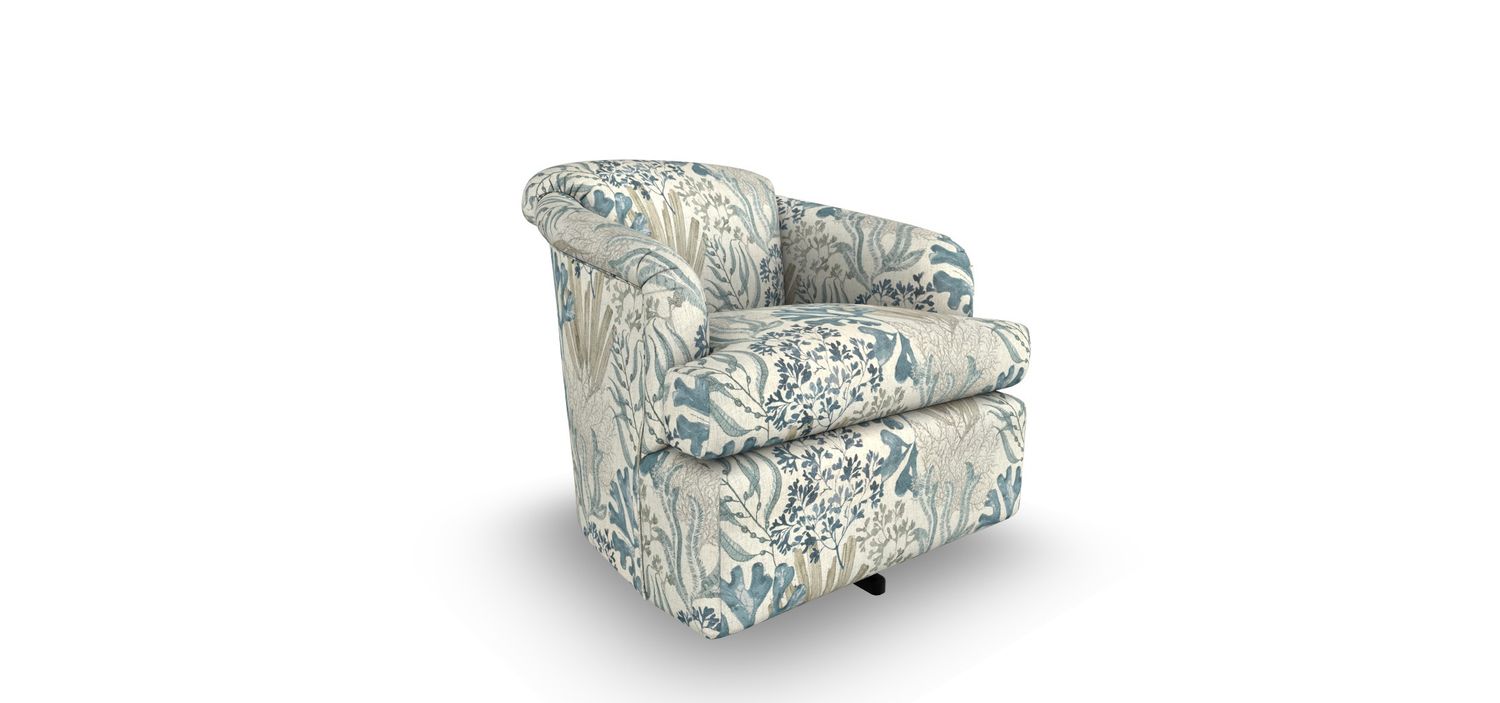 2568-1  Swivel chair w/ Ocean fabric 29422
