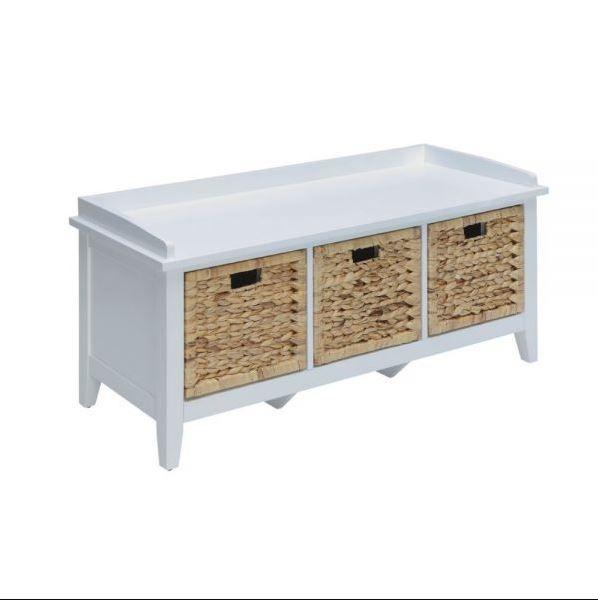 96759 Flavius Bench Rattan &amp; White Finish (CLOSEOUT)