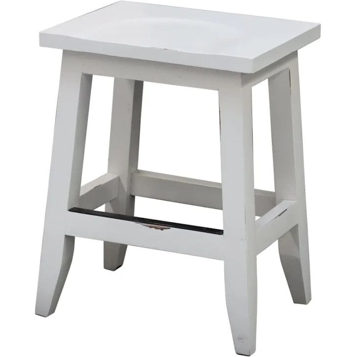 G171-6802 24" Stool 99 Distressed White Counter Saddle Stool (DISCONTINUED)
