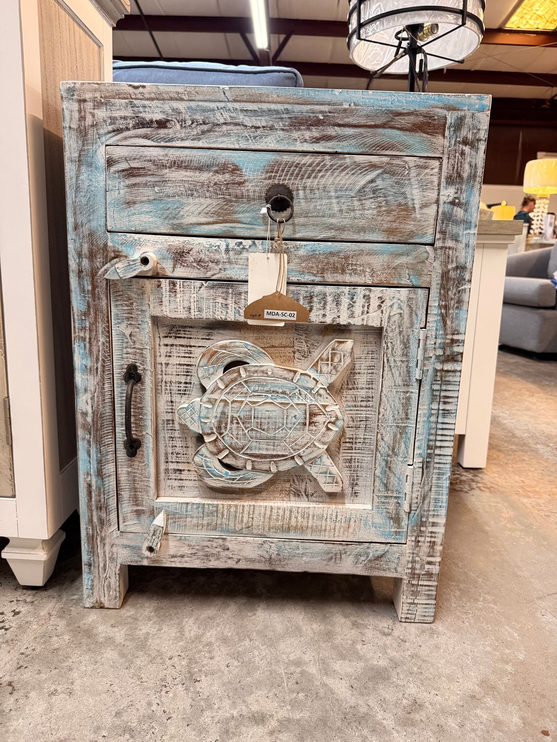 MDA-SC-02 Chalk Finish Bedside Table 1 Door 1 Drawer