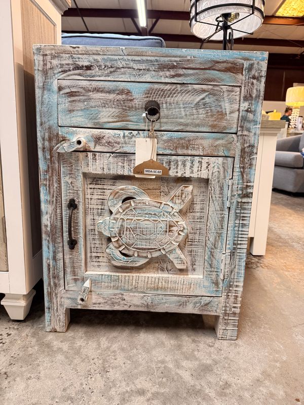 MDA-SC-02 Chalk Finish Bedside Table 1 Door 1 Drawer